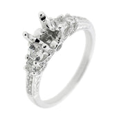 Art Deco Style Sterling Silver Semi Mount Ring Setting RD 7x7mm 4x4mm 3x3mm - Syzjewelry